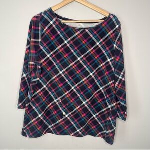 Talbots Tartan Plaid 3/4 Sleeve Tee (1X)